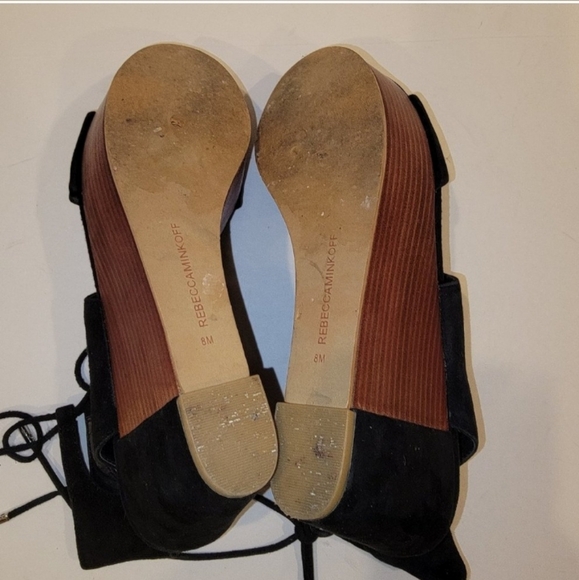 REBECCA MINKOFF STRAPPY WEDGE PLATFORM SANDALS SZ 8 BLACK SUEDE main image 3